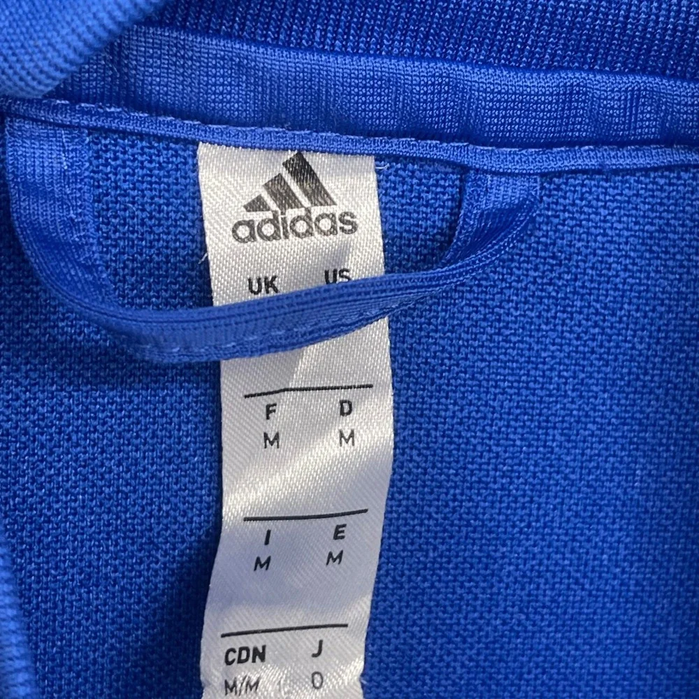 Adidas Track Jacket Mens Medium Climalite Blue Soccer Full Zip Stripe